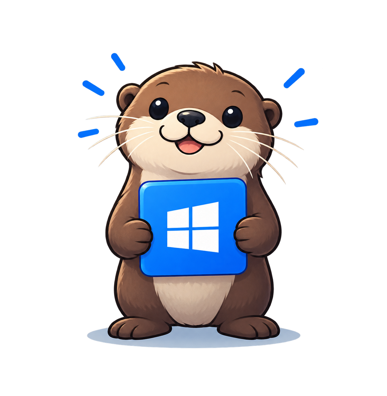 The Otter mascot holding a Windows logo